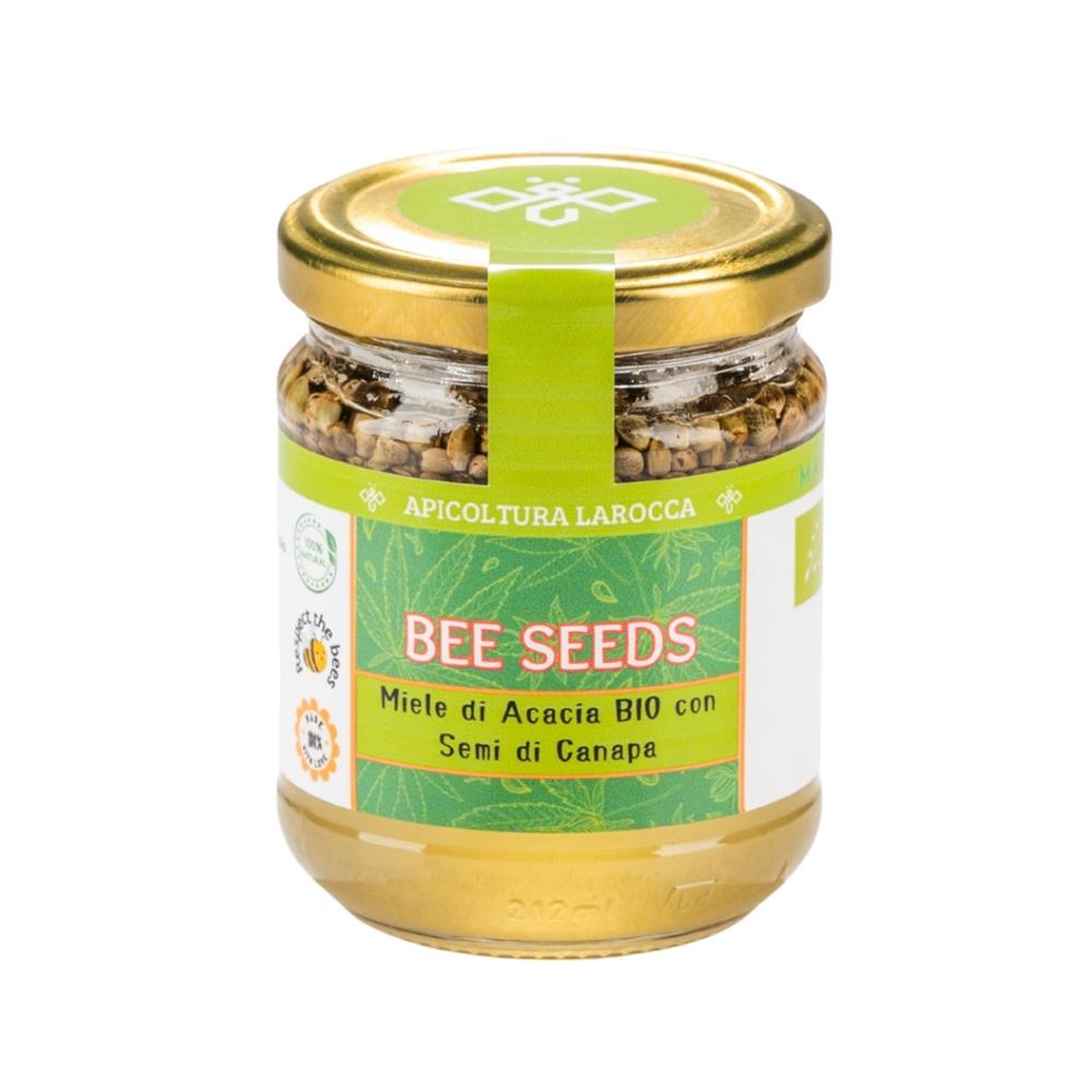 BEE SEEDS BIO, miele di acacia con semi di canapa interi, 220g