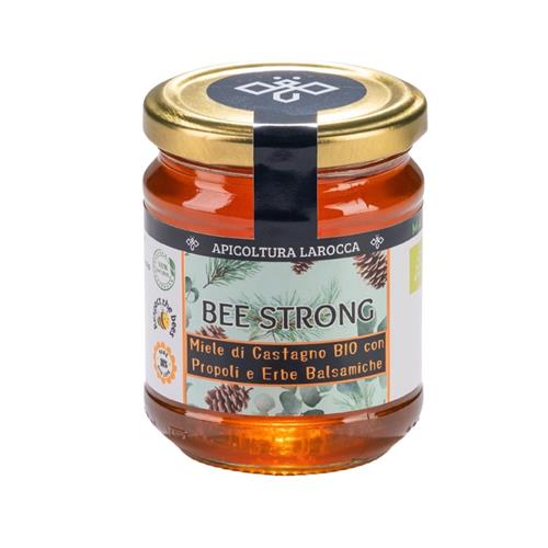 BEE STRONG, miele di castagno con propoli-erbe balsamiche, 250g